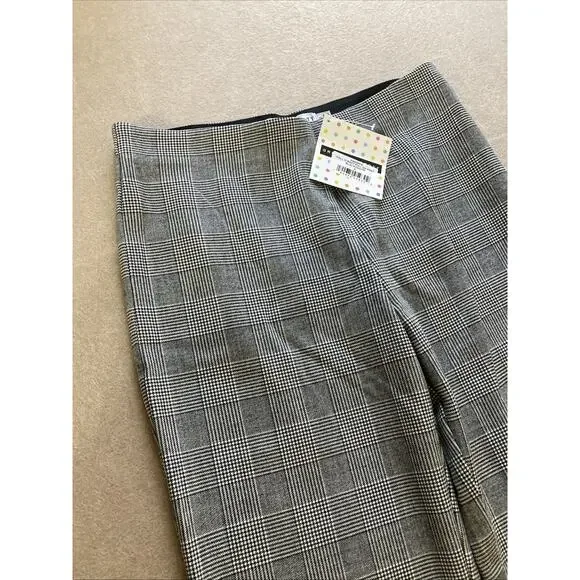 Gretchen Scott Wall Street Plaid Gripeless Pull On Pants Sz S New Black White - Picture 3 of 8